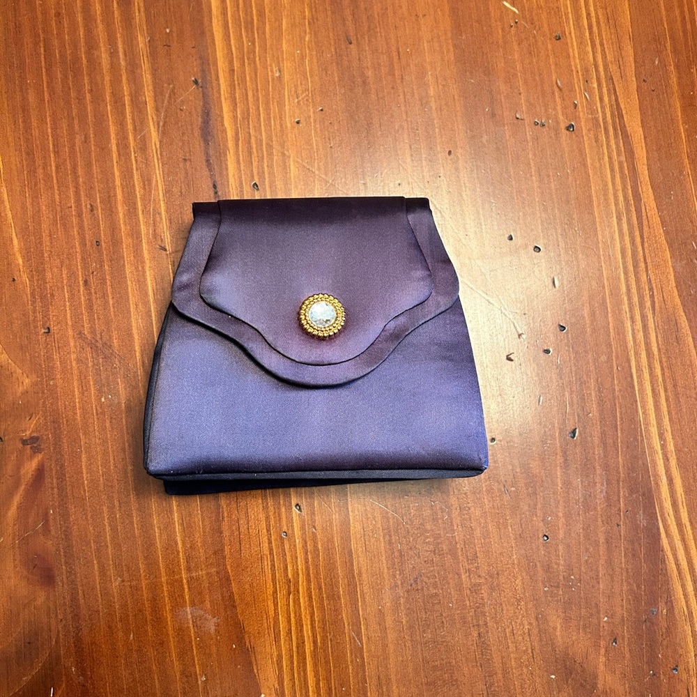 PURPLE EVENING BAG WITH GOLD SNAP AND OPTIONAL STRAP